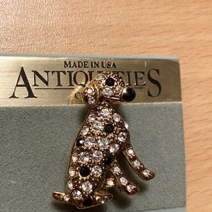 VINTAGE & RARE Antiquities Dog Pin w Stones